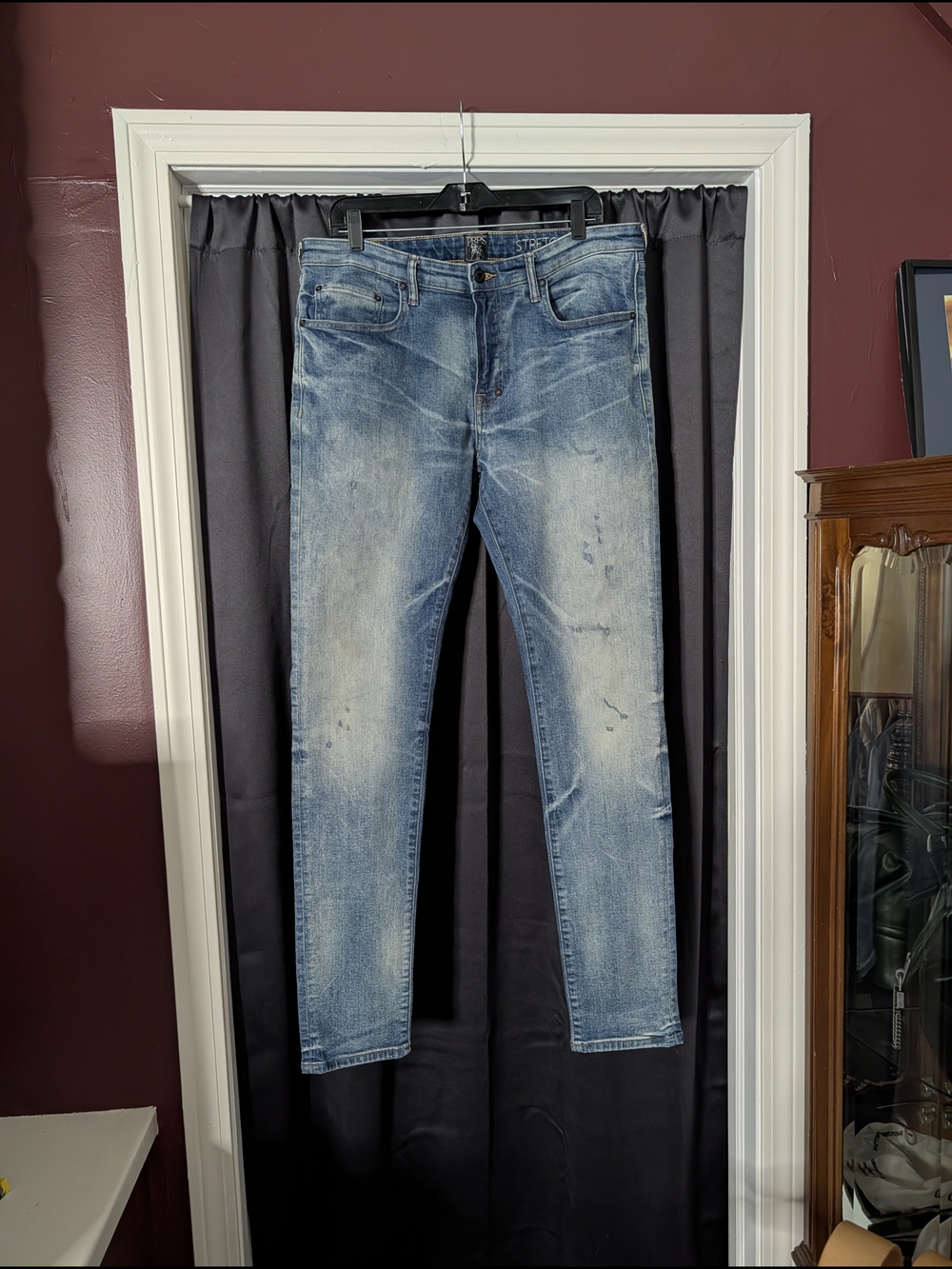 PRPS Windsor Clawmark Distressed Men's Tapered Skinny Stretch Jeans Light Blue
